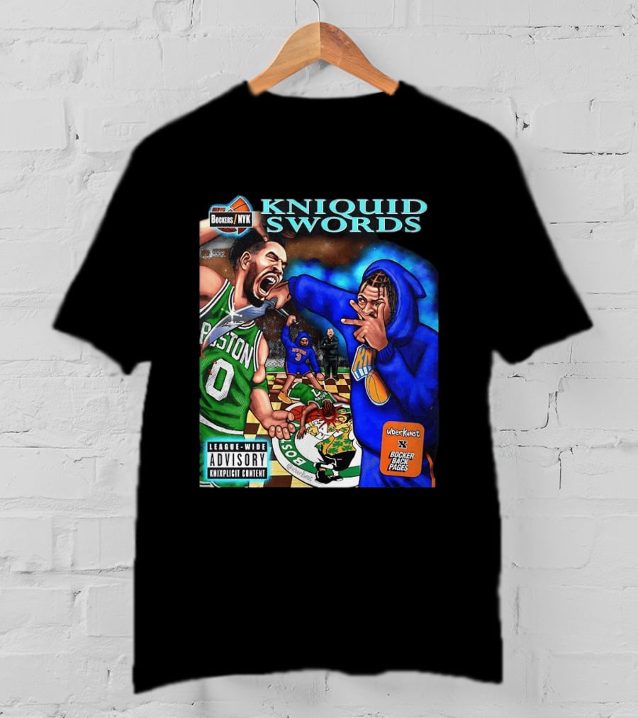 Kniquid Swords Bokers NYK Knixploitation Parental Advisory Uberkunst Bocker Back Pages T-Shirt
