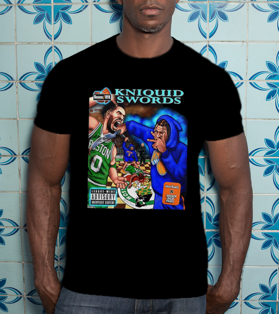 Kniquid Swords Bokers NYK Knixploitation Parental Advisory Uberkunst Bocker Back Pages T-Shirt