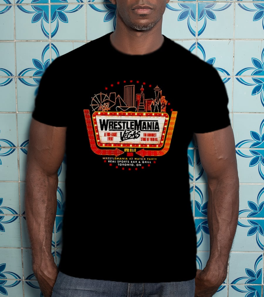 WrestleMania Vegas Skyline Party Fremont St WWE WrestleMania 42 T-Shirt