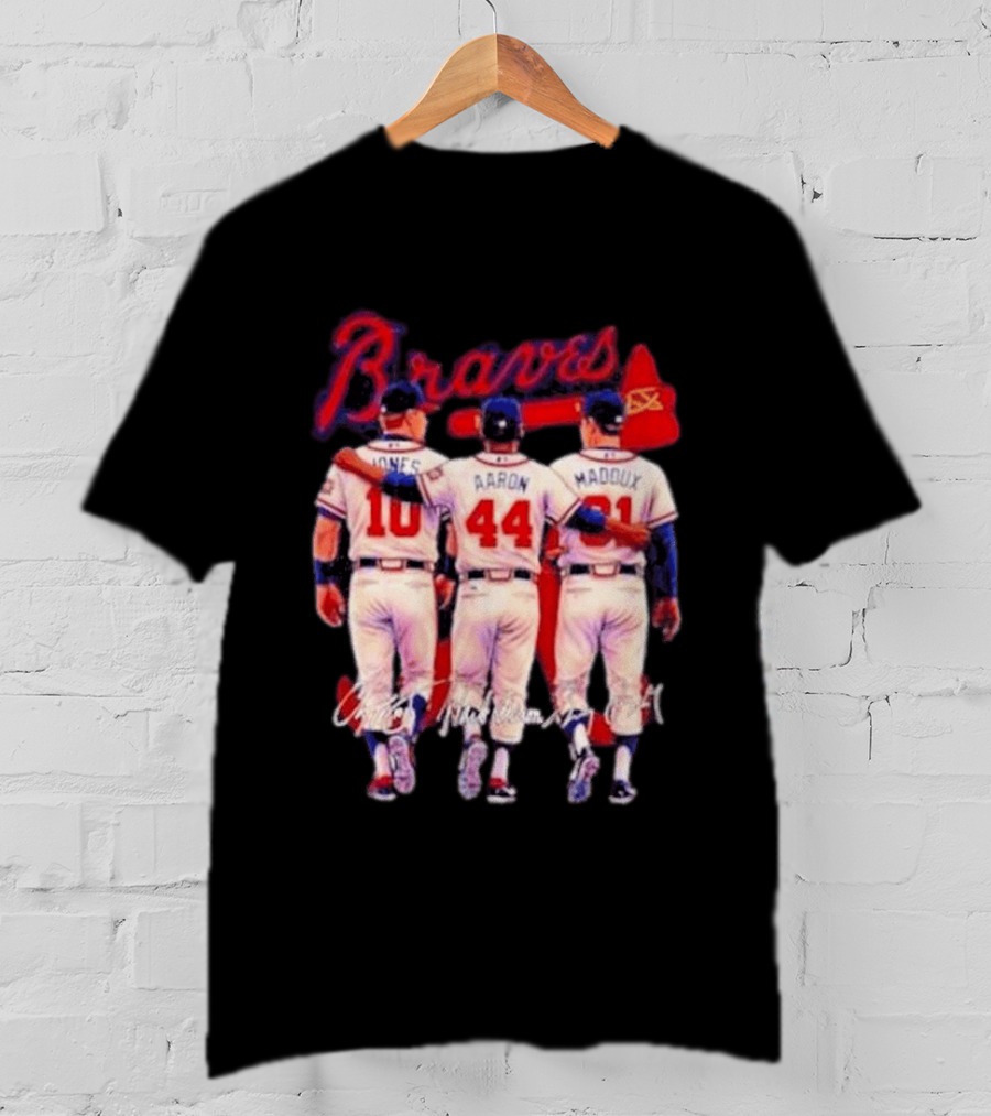 Atlanta Braves Jones Aaron Maddux Iconic Baseball Legends T-Shirt