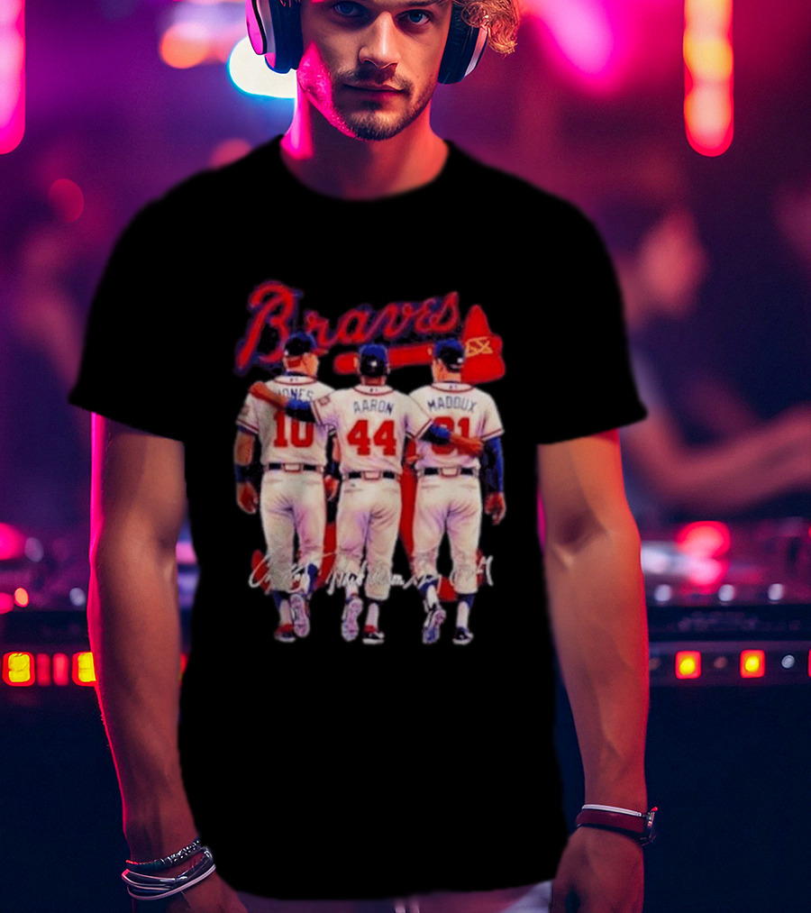 Atlanta Braves Jones Aaron Maddux Iconic Baseball Legends T-Shirt