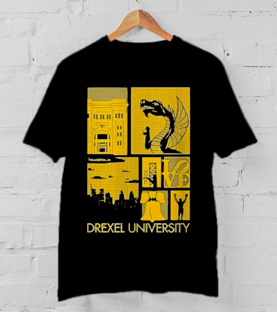 Drexel University Dragons Skyline Liberty Bell Icon Philadelphia T-Shirt