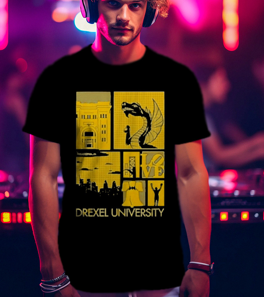 Drexel University Dragons Skyline Liberty Bell Icon Philadelphia T-Shirt