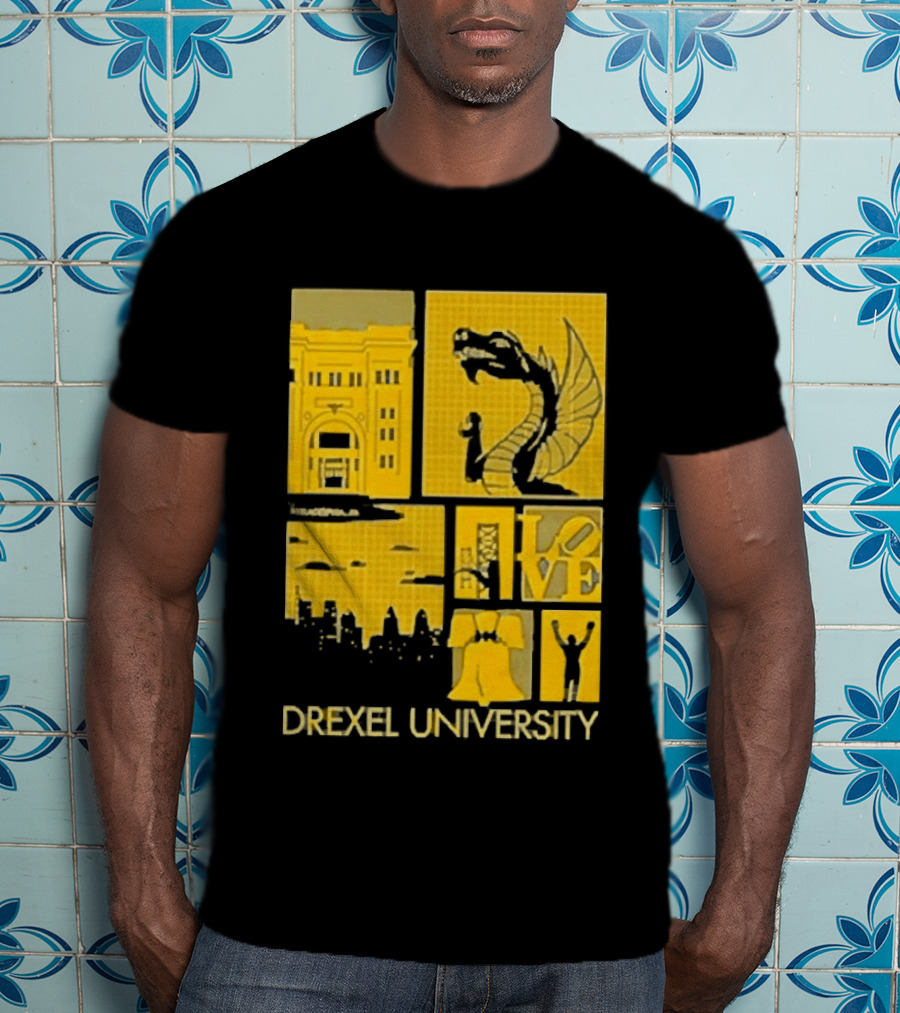 Drexel University Dragons Skyline Liberty Bell Icon Philadelphia T-Shirt