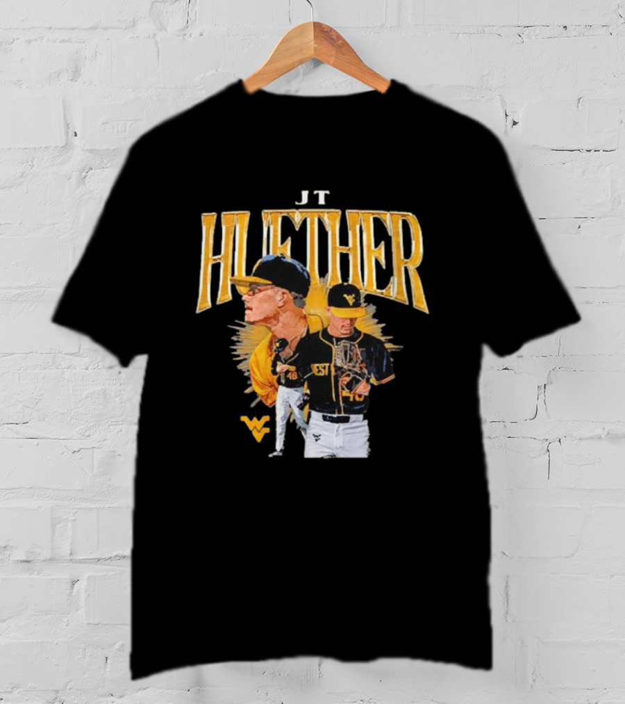 JT Huether West Virginia Mountaineers Baseball Player WV T-Shirt