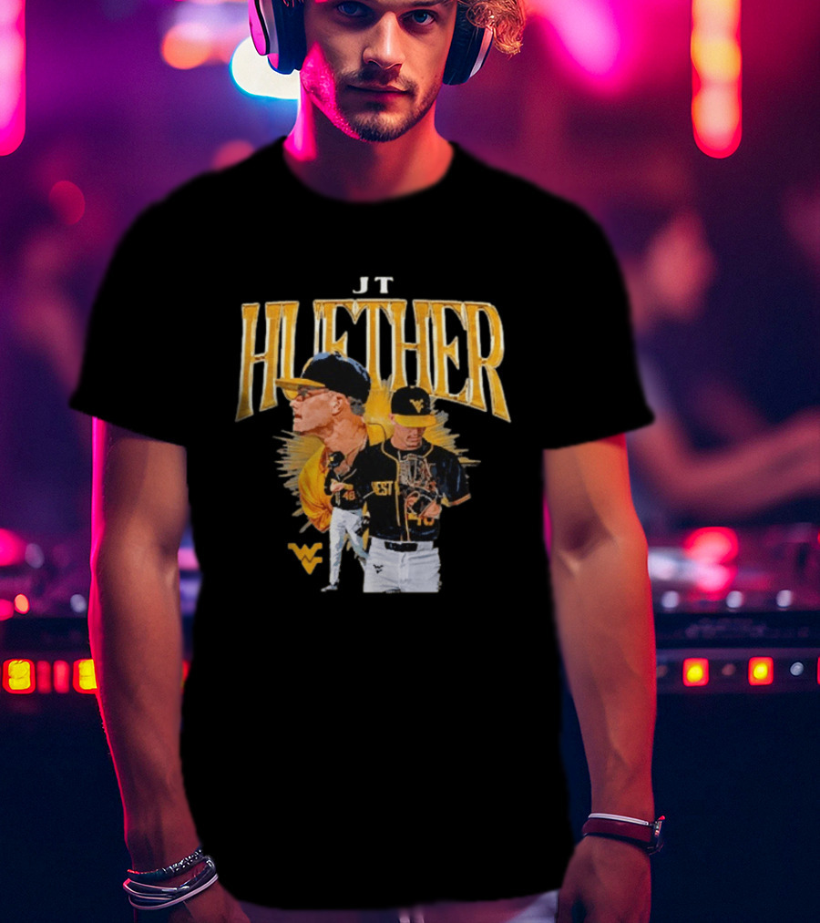 JT Huether West Virginia Mountaineers Baseball Player WV T-Shirt
