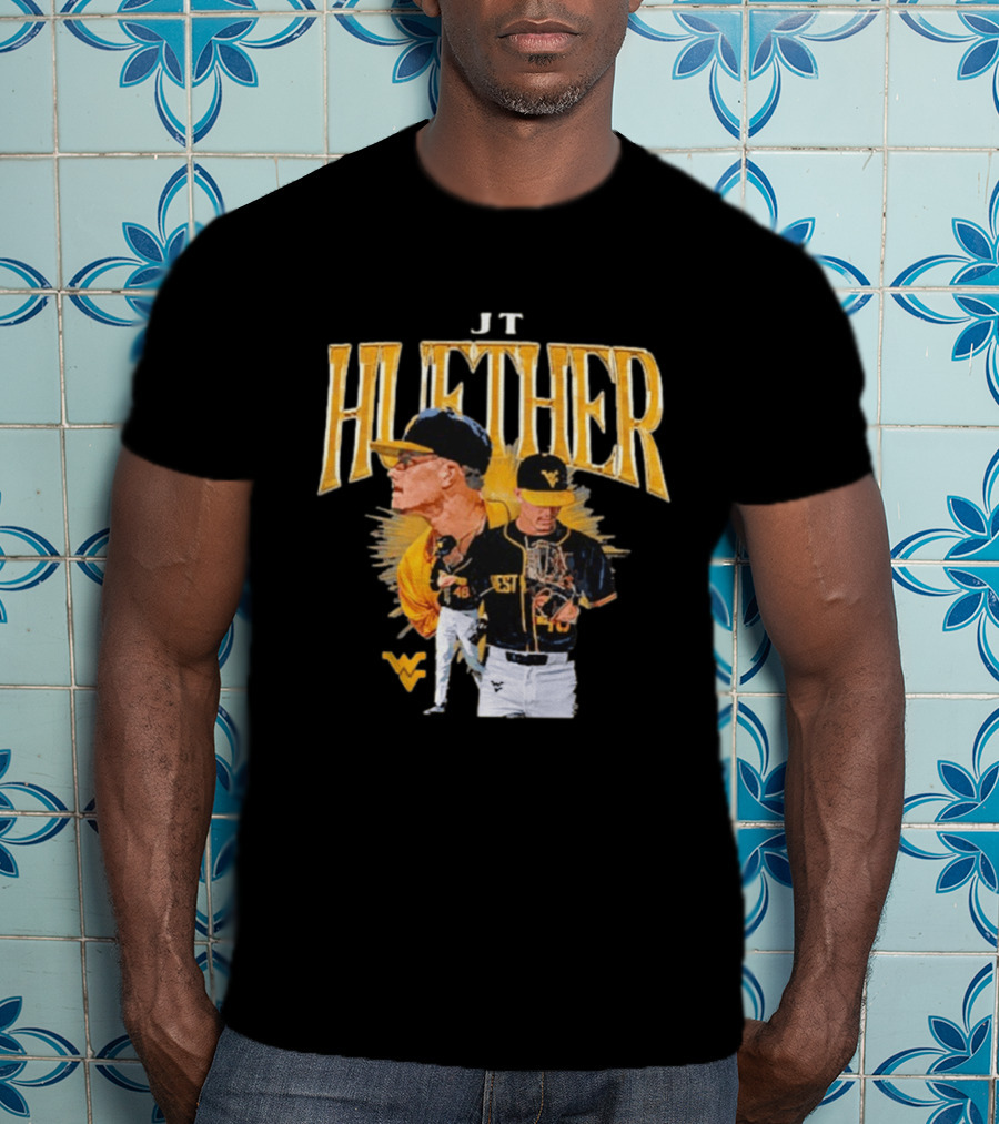 JT Huether West Virginia Mountaineers Baseball Player WV T-Shirt