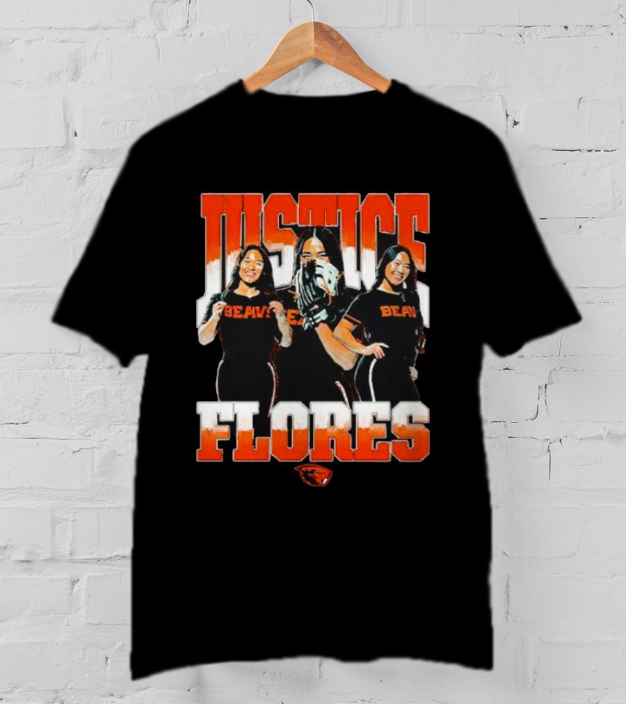 Justice Flores Beavers NCAA Oregon State Softball Player Collage T-Shirt