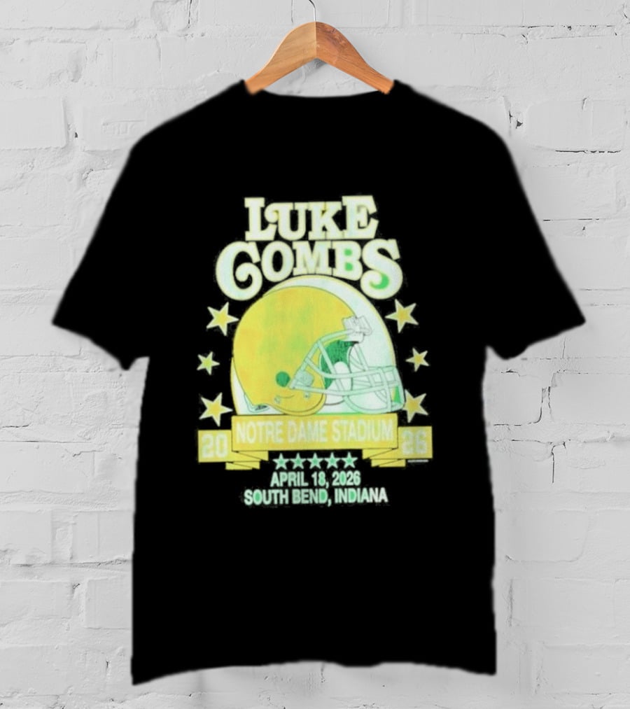 Luke Combs Notre Dame Stadium April 2026 South Bend Indiana Football Helmet Stars T-Shirt