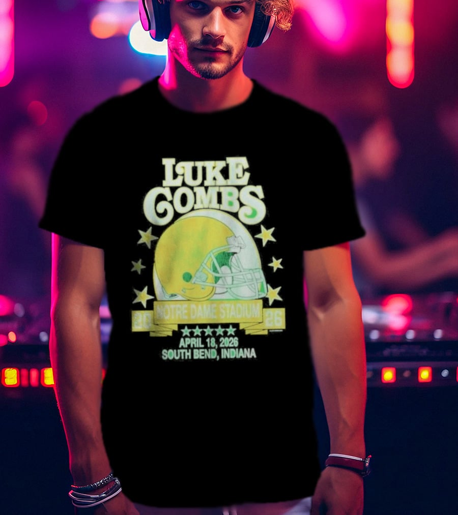 Luke Combs Notre Dame Stadium April 2026 South Bend Indiana Football Helmet Stars T-Shirt