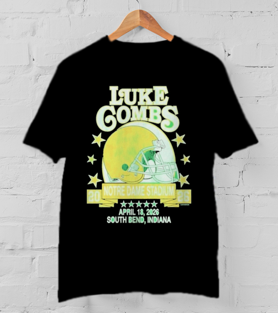 Luke Combs Notre Dame Stadium April 18 2026 South Bend Indiana Helmet Football Event T-Shirt