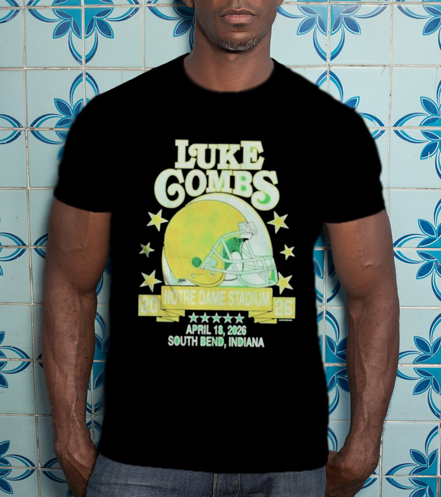 Luke Combs Notre Dame Stadium April 18 2026 South Bend Indiana Helmet Football Event T-Shirt
