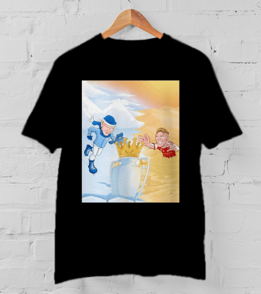 Manchester City Versus Arsenal April 2026 Premier League Title Showdown Cartoon T-Shirt
