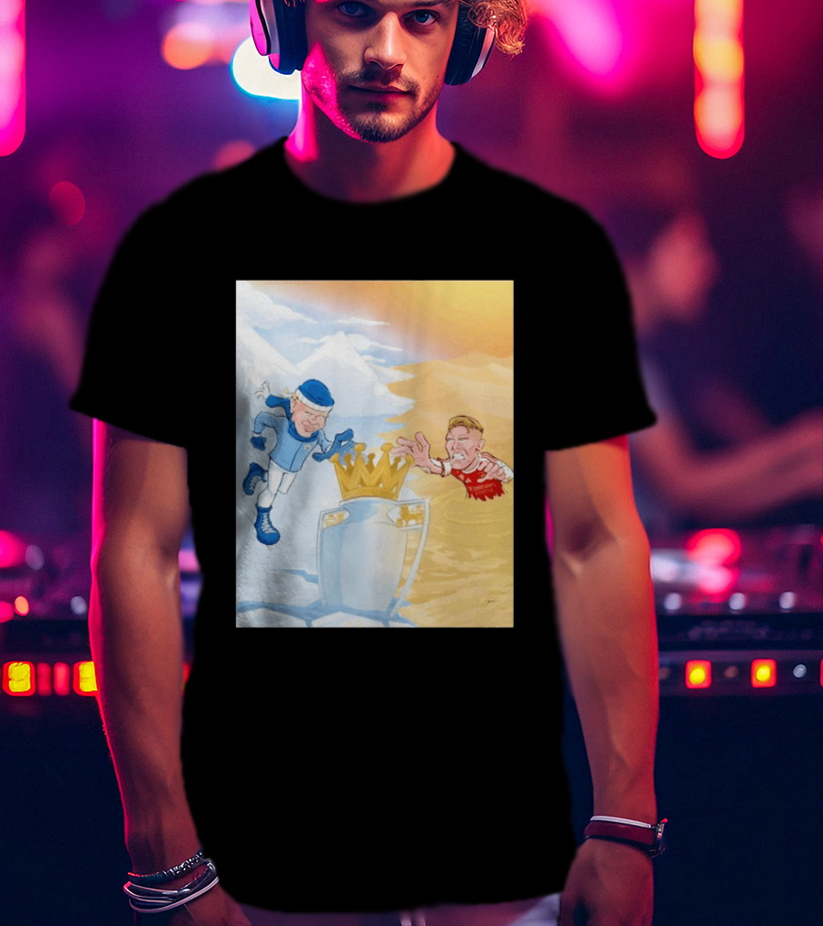 Manchester City Versus Arsenal April 2026 Premier League Title Showdown Cartoon T-Shirt