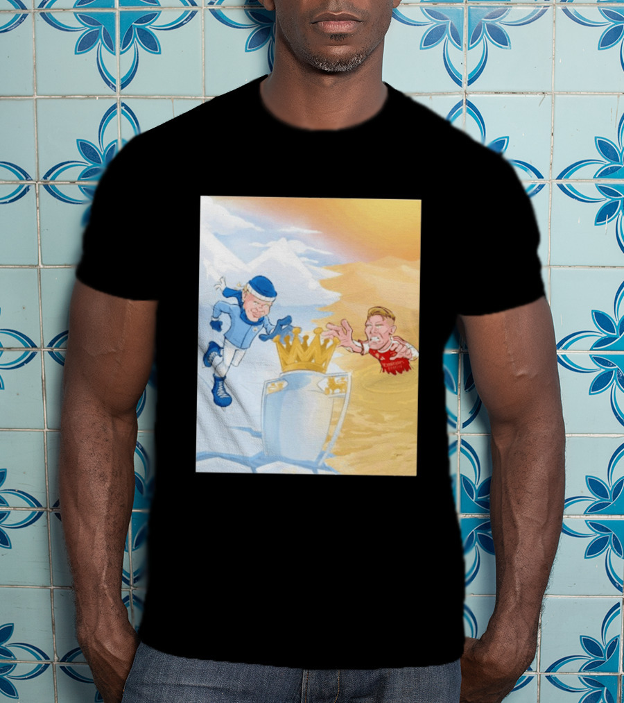 Manchester City Versus Arsenal April 2026 Premier League Title Showdown Cartoon T-Shirt