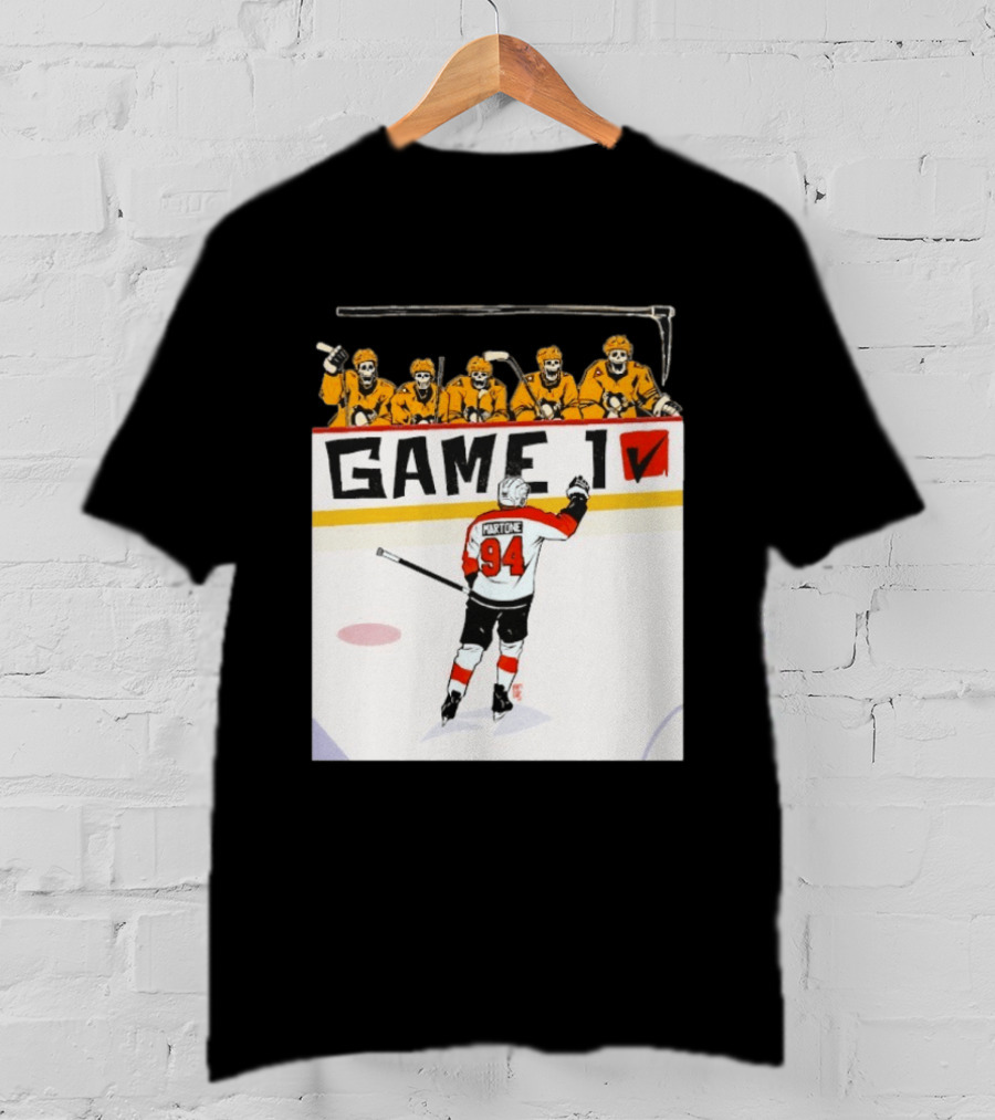 Philadelphia Flyers Porter Martone Celebrates Game 1 Win Over Pittsburgh Penguins T-Shirt