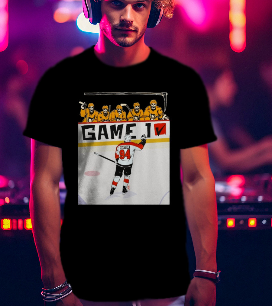 Philadelphia Flyers Porter Martone Celebrates Game 1 Win Over Pittsburgh Penguins T-Shirt