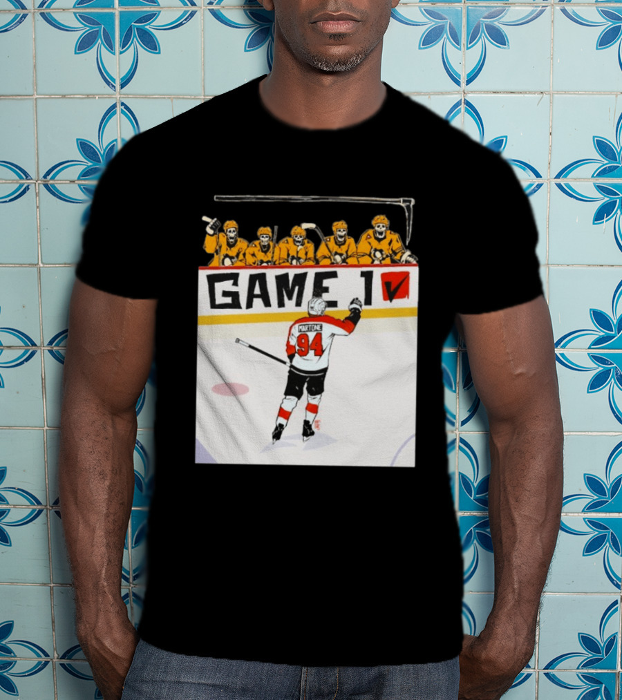 Philadelphia Flyers Porter Martone Celebrates Game 1 Win Over Pittsburgh Penguins T-Shirt