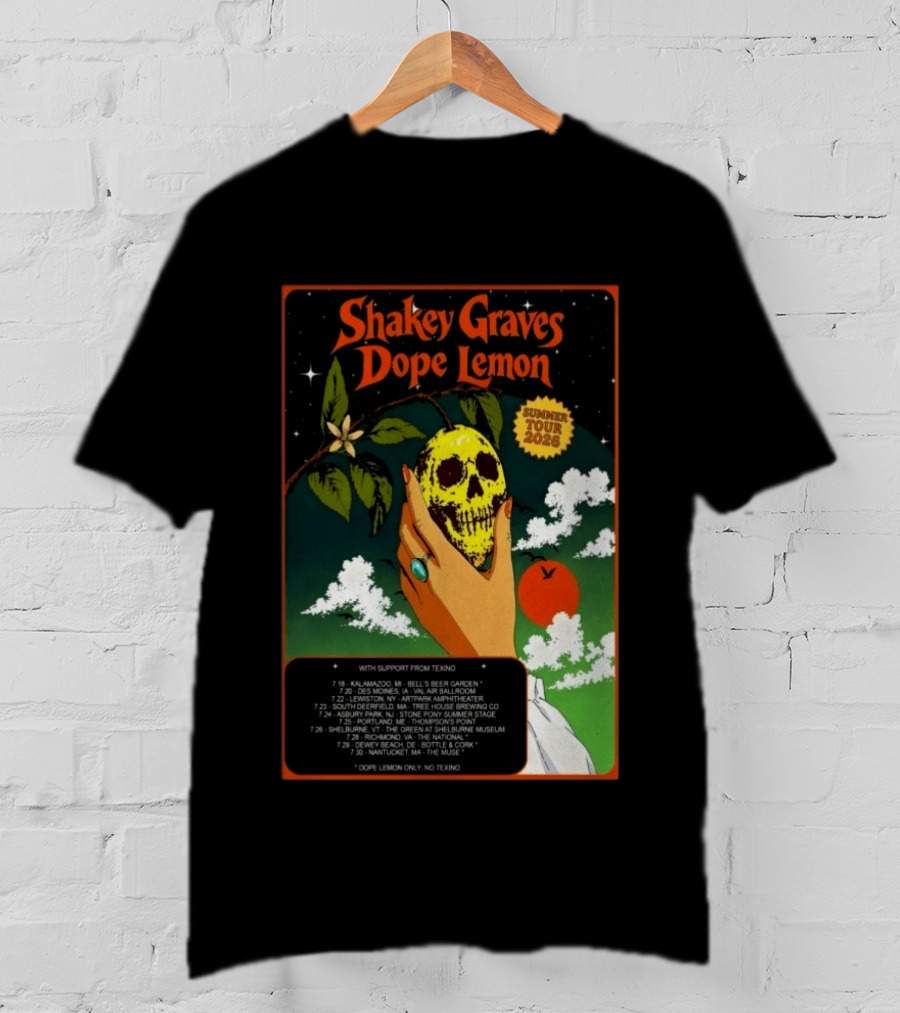 Shakey Graves Dope Lemon Summer Tour 2026 With Texino Support T-Shirt
