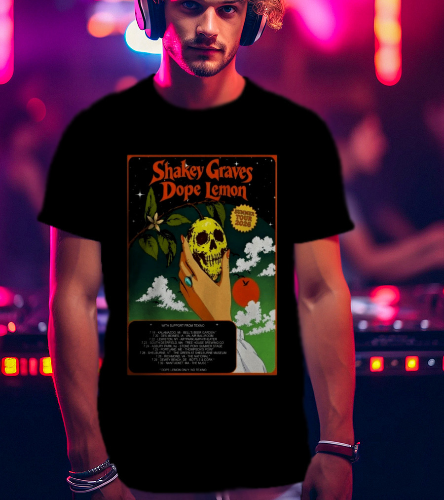 Shakey Graves Dope Lemon Summer Tour 2026 With Texino Support T-Shirt