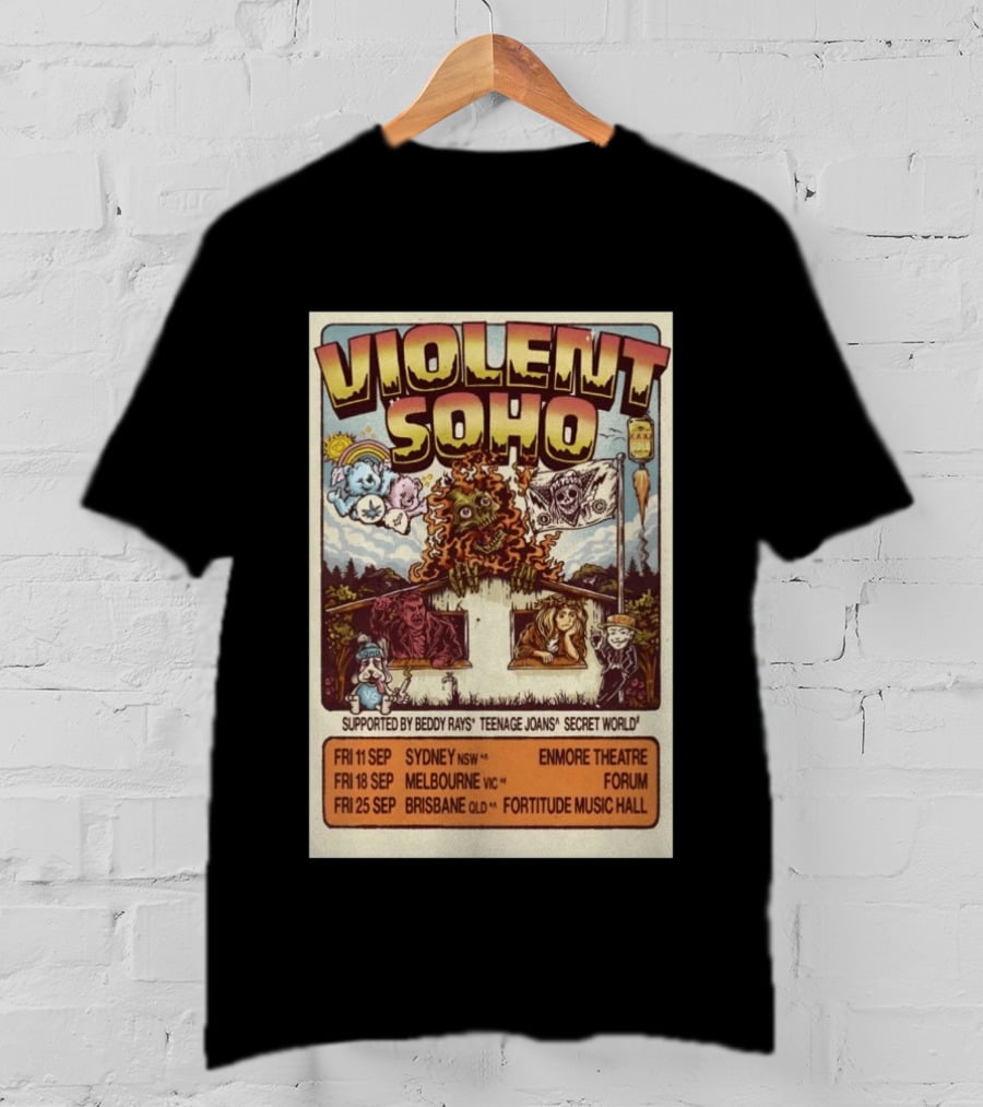 Violent Soho Australia Tour 2026 Enmore Theatre Forum Fortitude Music Hall Beddy Rays Teenage Joans Secret World T-Shirt
