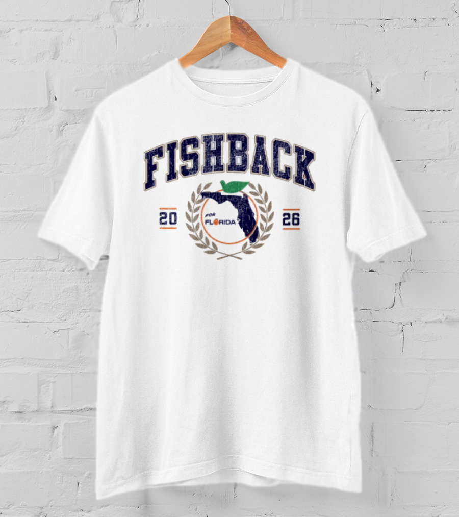 FISHBACK 2026 Florida Map Emblem With Laurel Wreath T-Shirt