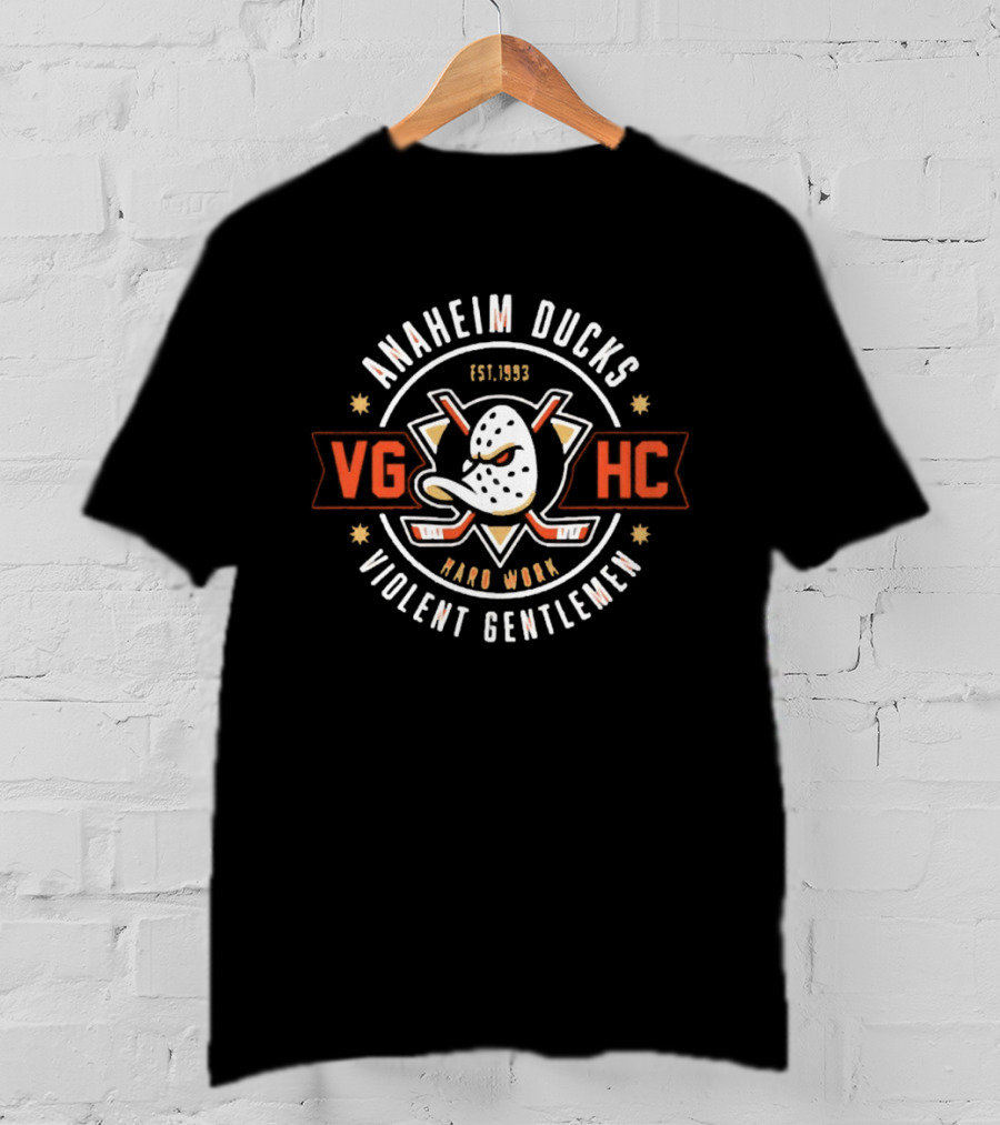 Anaheim Ducks Violent Gentlemen Hard Work Est 1993 VG HC T-Shirt