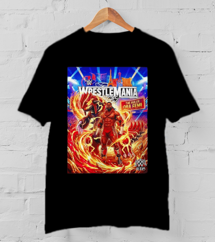WrestleMania Vegas Pokémon Groudon X The Ruler Oba Femi WWE Superstar T-Shirt