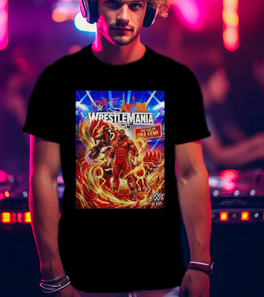 WrestleMania Vegas Pokémon Groudon X The Ruler Oba Femi WWE Superstar T-Shirt