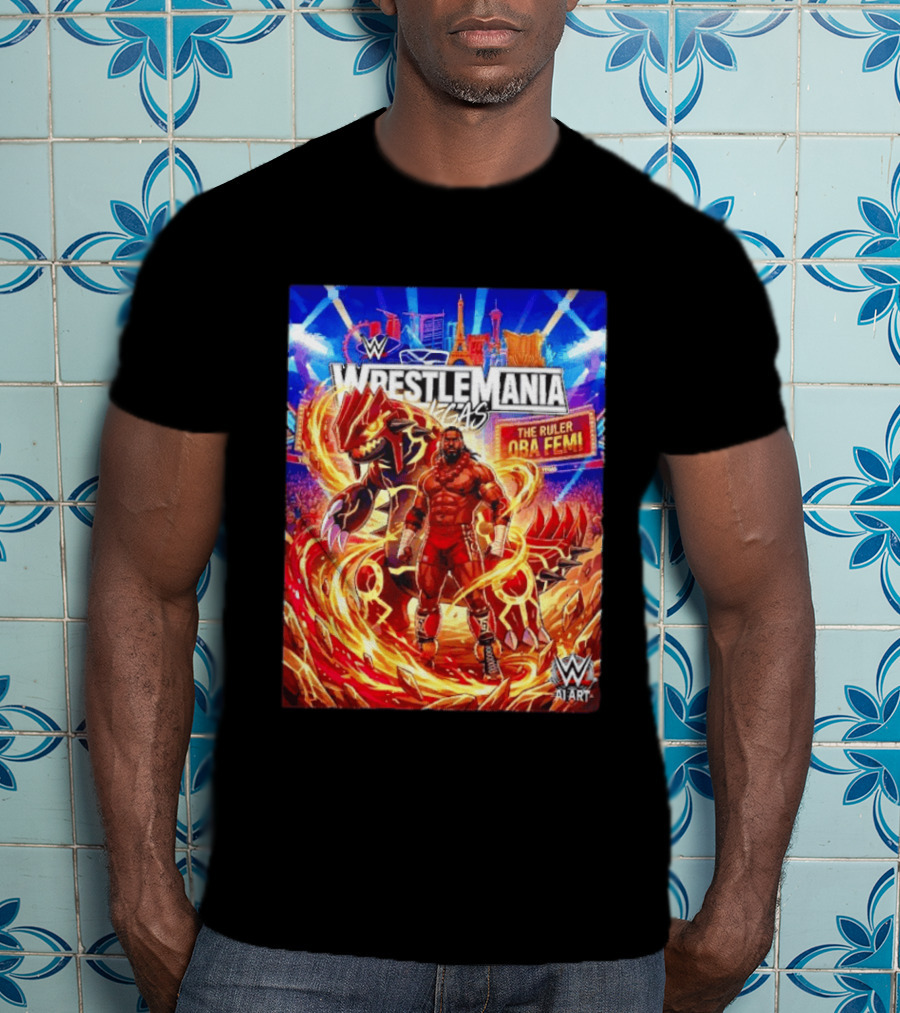 WrestleMania Vegas Pokémon Groudon X The Ruler Oba Femi WWE Superstar T-Shirt