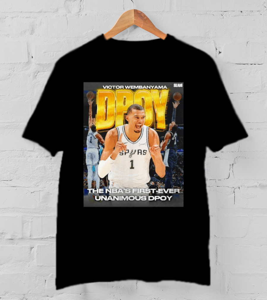 Victor Wembanyama Spurs Basketball NBA First Ever Unanimous DPOY Recognition T-Shirt