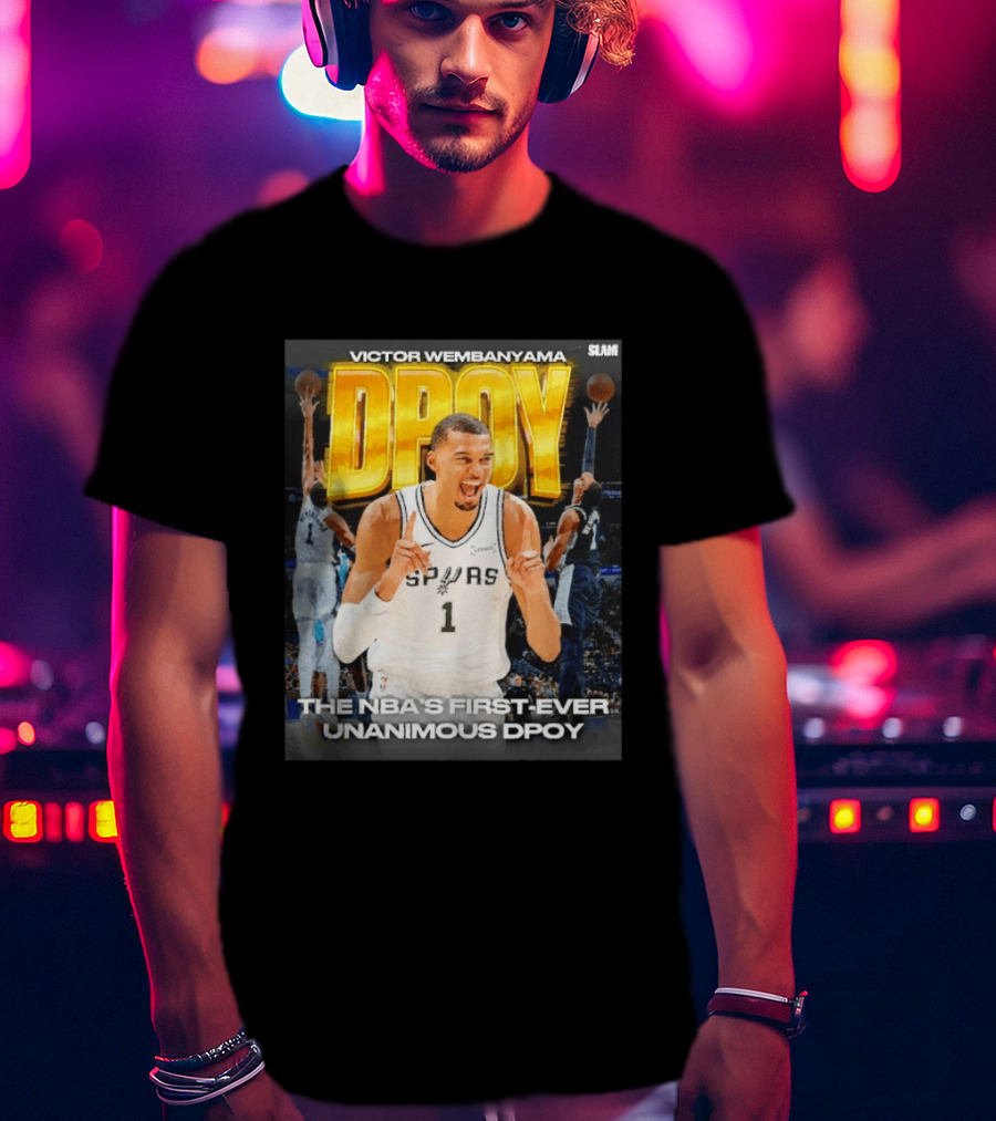 Victor Wembanyama Spurs Basketball NBA First Ever Unanimous DPOY Recognition T-Shirt
