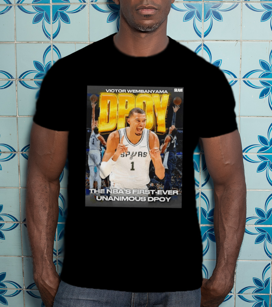 Victor Wembanyama Spurs Basketball NBA First Ever Unanimous DPOY Recognition T-Shirt