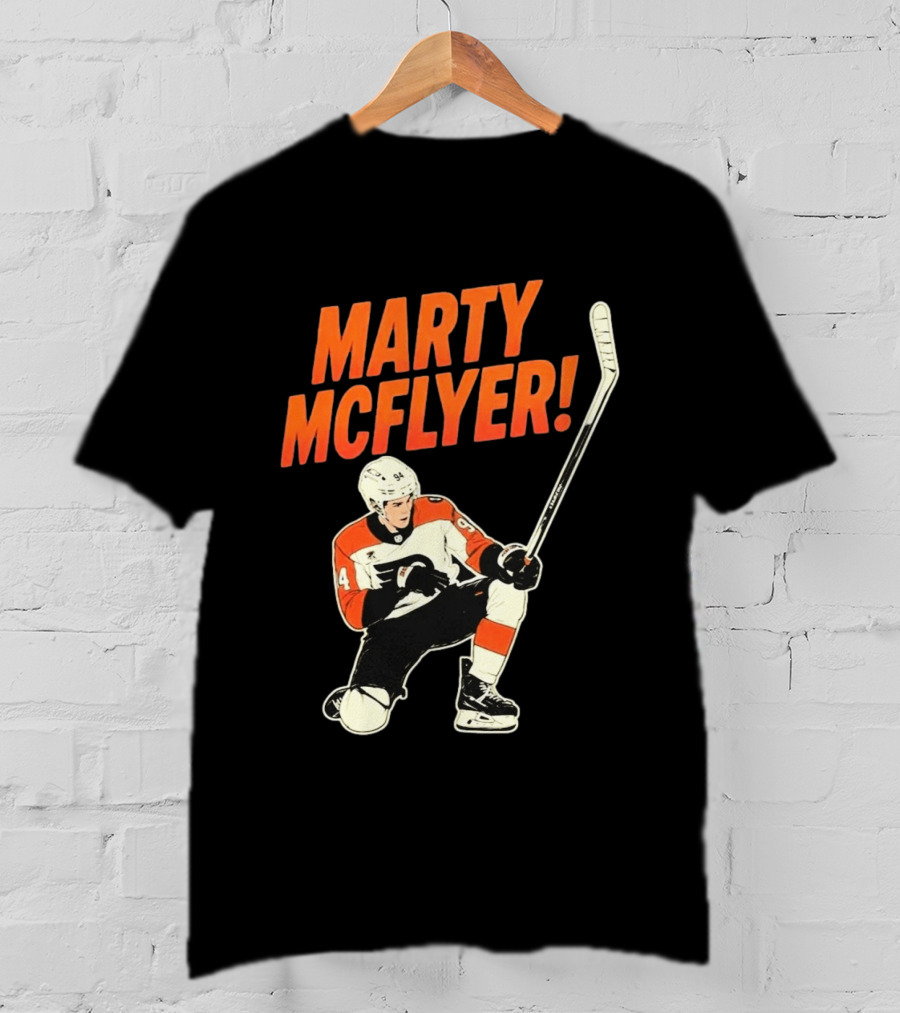 Marty McFlyer 94 Hockey Player In Action T-Shirt