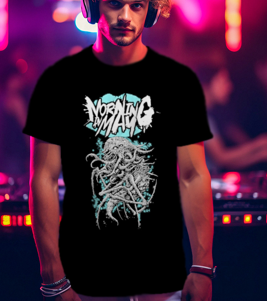 Morning In May Monster Splatter Style Aqua White T-Shirt