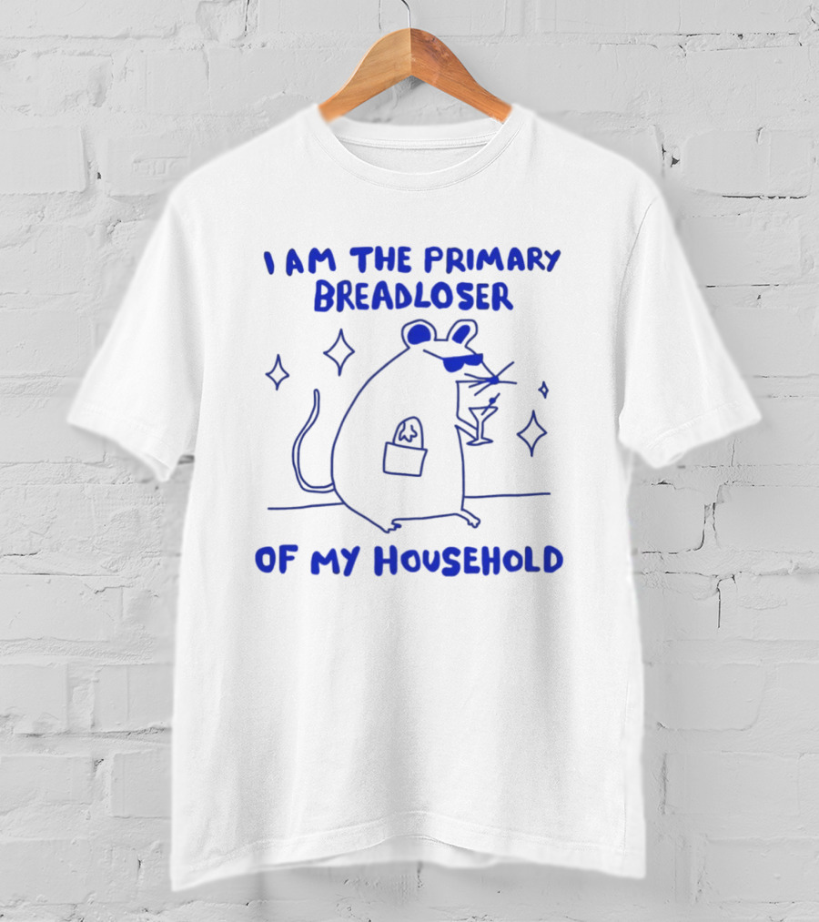 I Am The Primary Breadloser Of My Household Funny Mouse With Martini And Shades T-Shirt