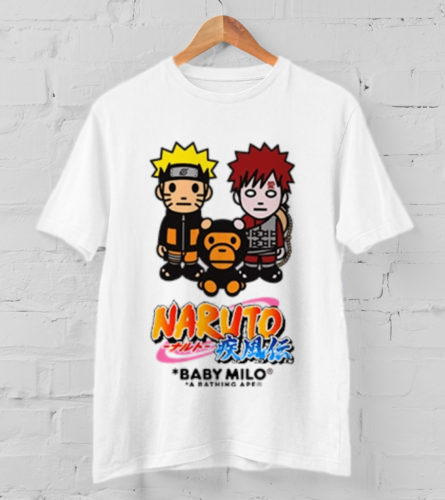 Naruto Baby Milo A Bathing Ape Collaboration With Gaara And Baby Milo Characters T-Shirt