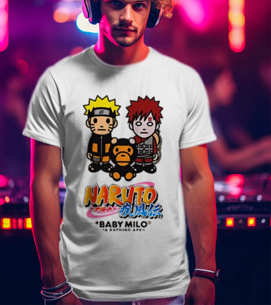 Naruto Baby Milo A Bathing Ape Collaboration With Gaara And Baby Milo Characters T-Shirt