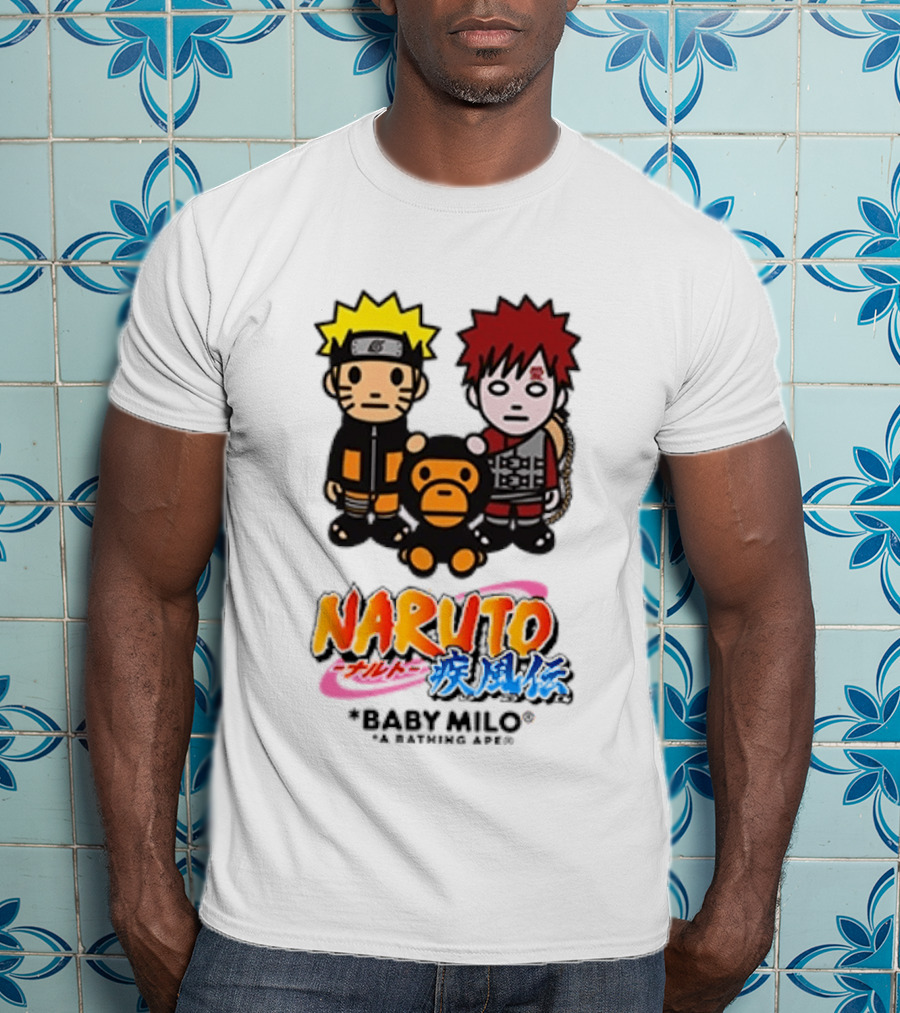 Naruto Baby Milo A Bathing Ape Collaboration With Gaara And Baby Milo Characters T-Shirt