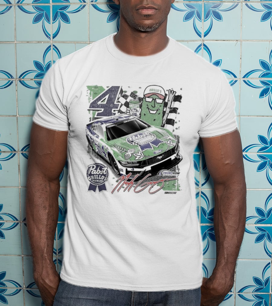 NASCAR Pabst Blue Ribbon Grillo's Pickles Car Number 4 Racing Collaboration T-Shirt