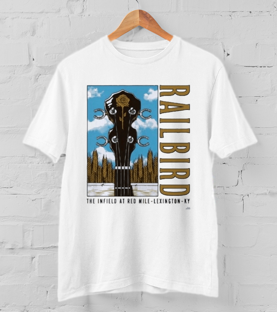 Railbird Festival June 6 7 2026 The Infield At Red Mile Lexington KY Banjo And Horseshoe T-Shirt