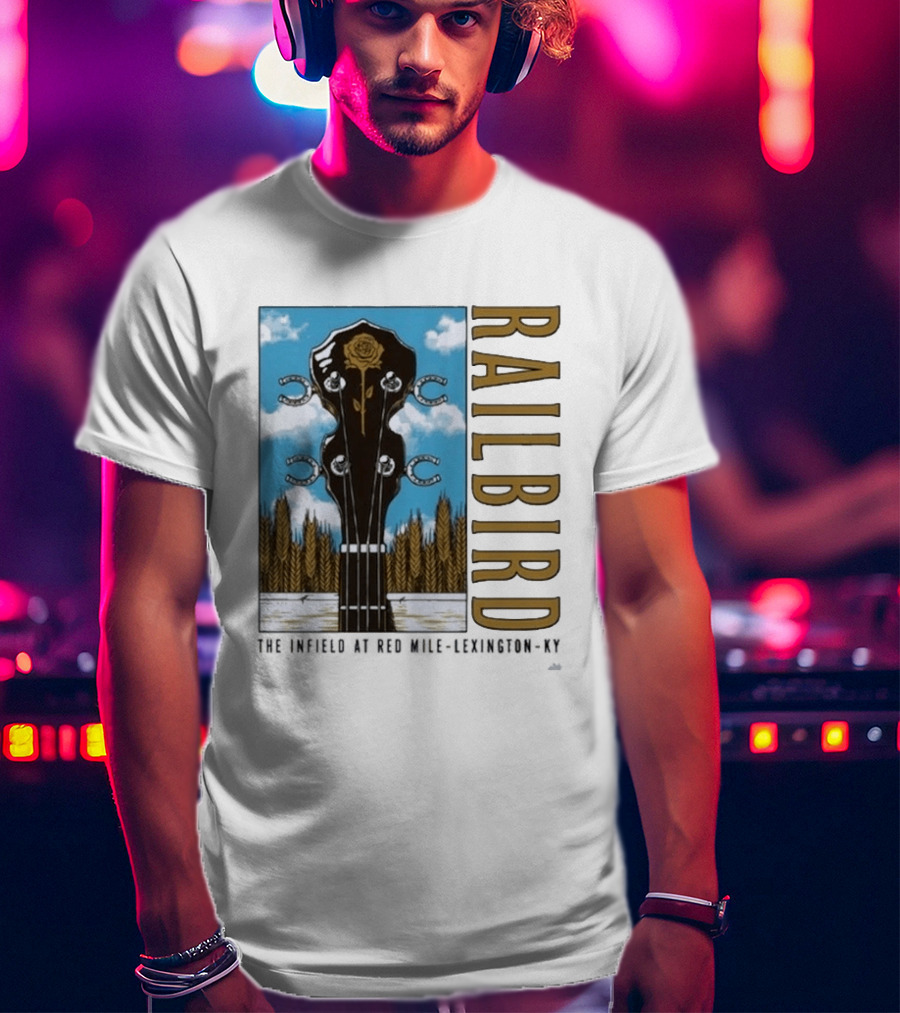 Railbird Festival June 6 7 2026 The Infield At Red Mile Lexington KY Banjo And Horseshoe T-Shirt