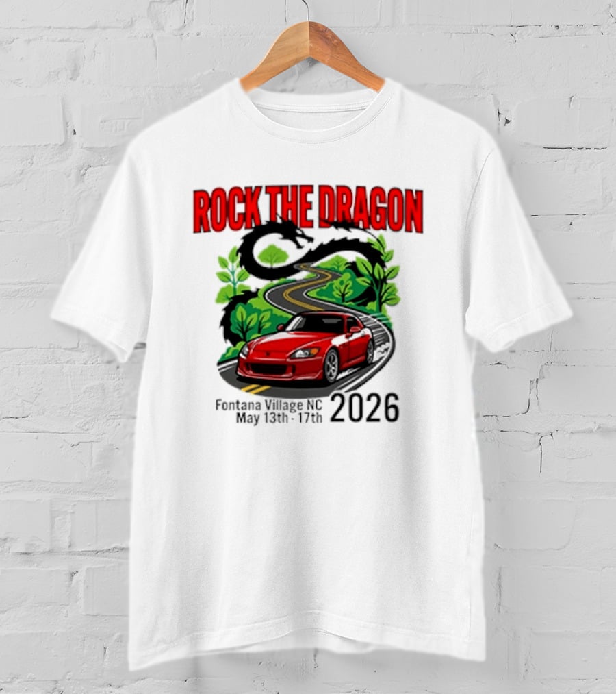 Rock The Dragon Fontana Village NC 2026 Red Car May 15th 17th T-Shirt
