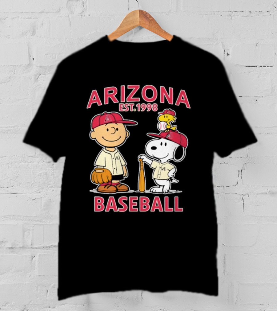 Arizona Est. 1998 Snoopy Woodstock Baseball Team Brown T-Shirt