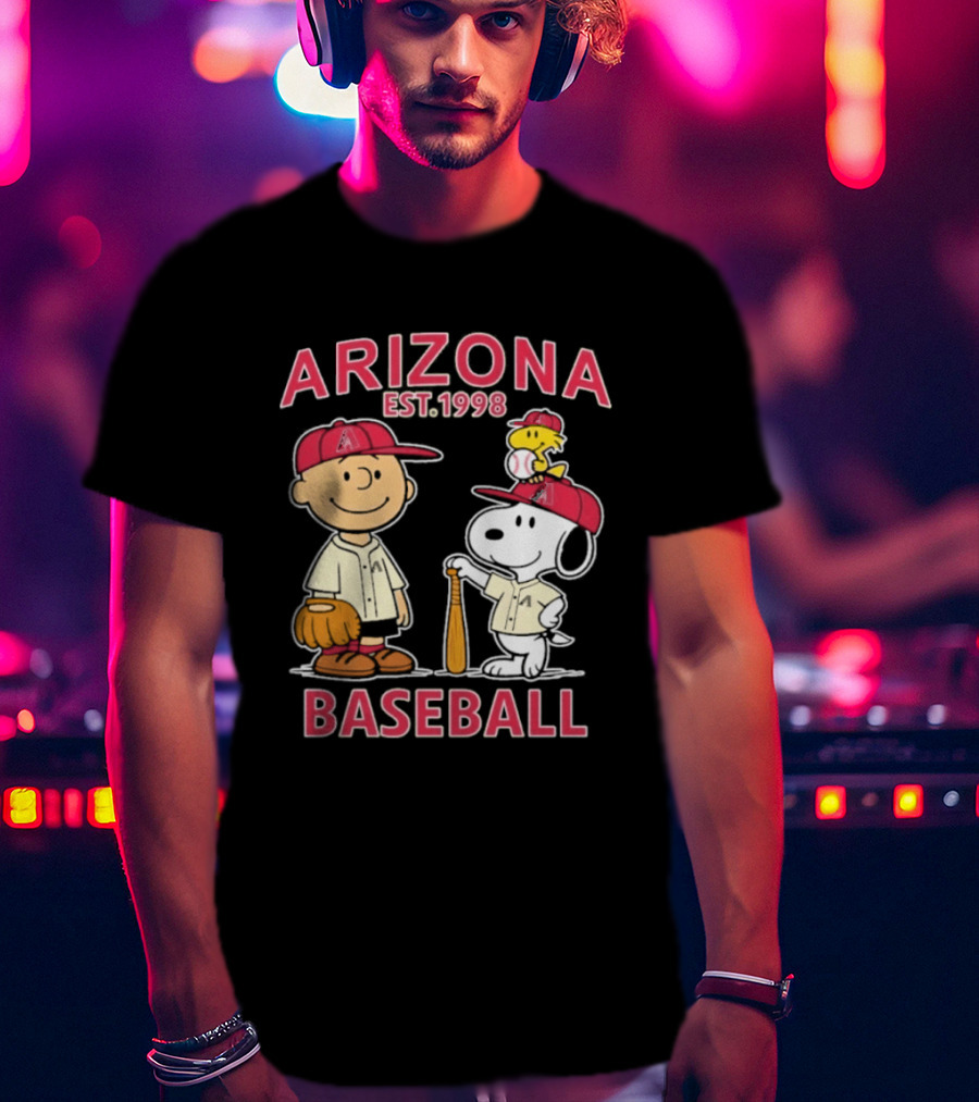 Arizona Est. 1998 Snoopy Woodstock Baseball Team Brown T-Shirt