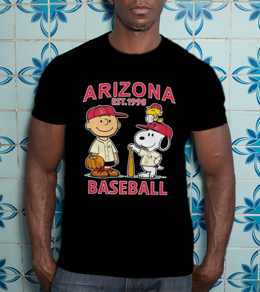 Arizona Est. 1998 Snoopy Woodstock Baseball Team Brown T-Shirt
