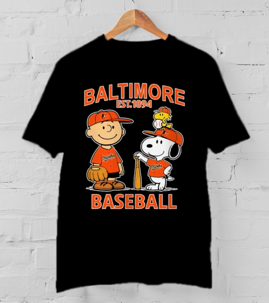 Baltimore Est. 1894 Baseball Snoopy Woodstock Charlie Brown T-Shirt