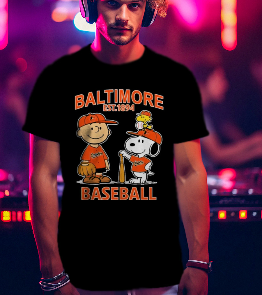 Baltimore Est. 1894 Baseball Snoopy Woodstock Charlie Brown T-Shirt