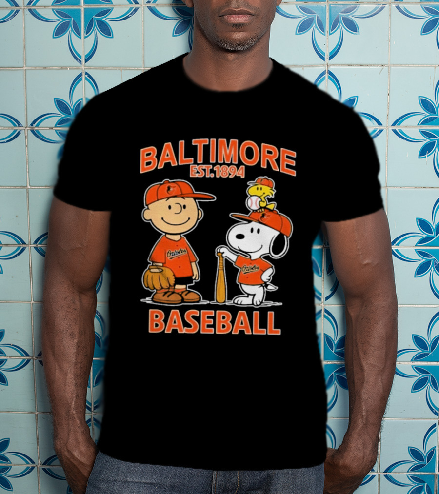 Baltimore Est. 1894 Baseball Snoopy Woodstock Charlie Brown T-Shirt