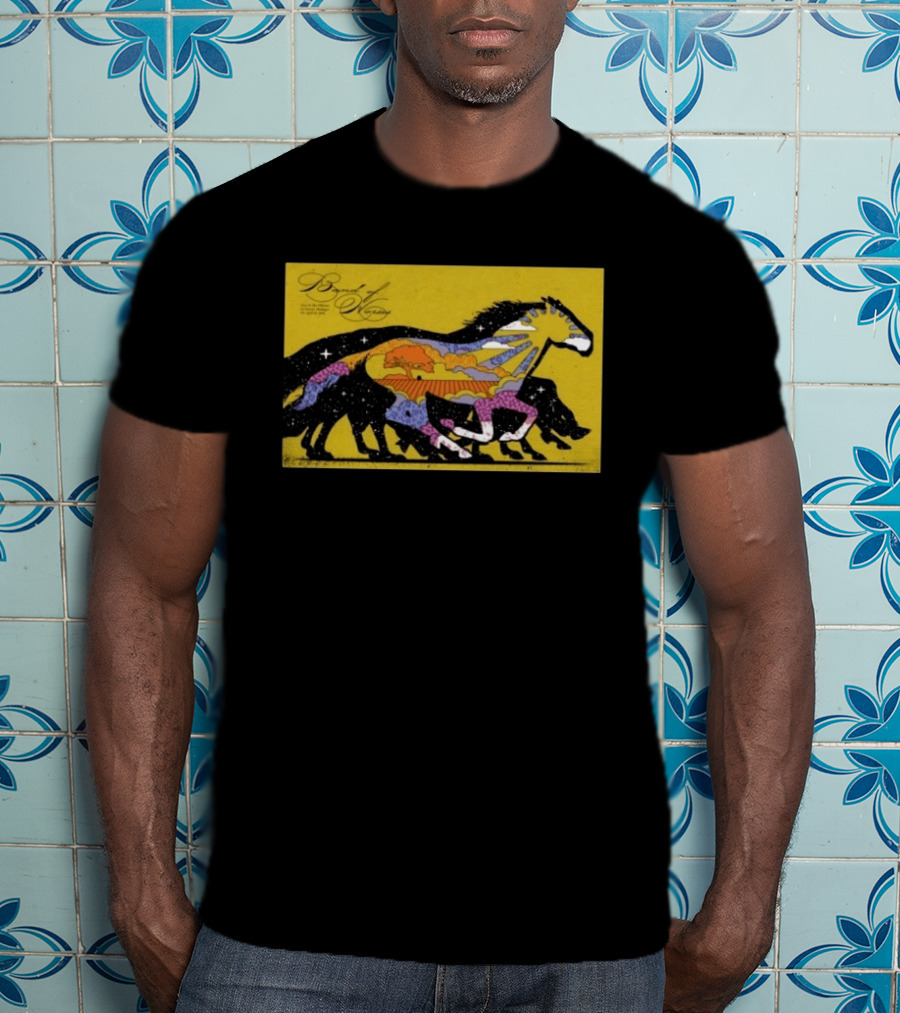 Band Of Horses April 22 2026 Detroit MI Black Horse Psychedelic Landscape T-Shirt